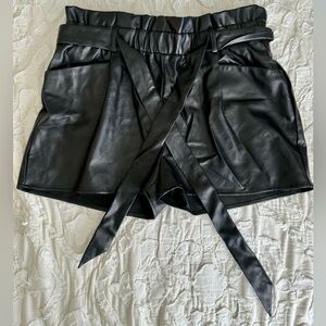 BaeVely Black Faux Leather Shorts